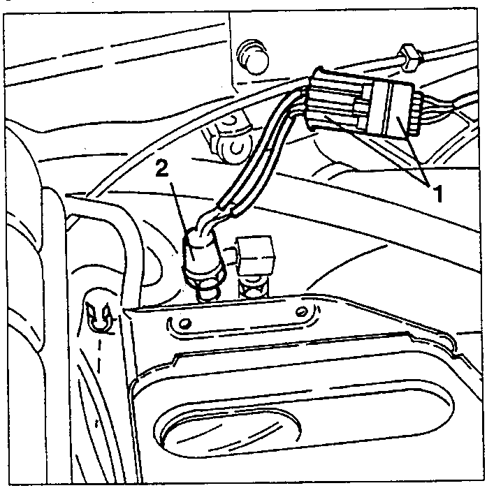 Three-level pressure switch with its electrical connection (1) and the switch (2)