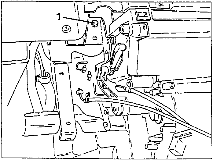 Fastening screw of the heating and ventilation unit, lefthand side