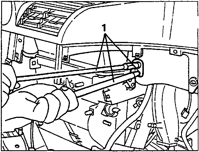 Centring the climate control unit with a dowel, marked 1