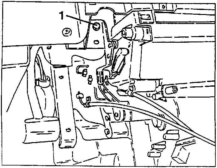 Left-hand side fastening screw of the climate control unit marked 1