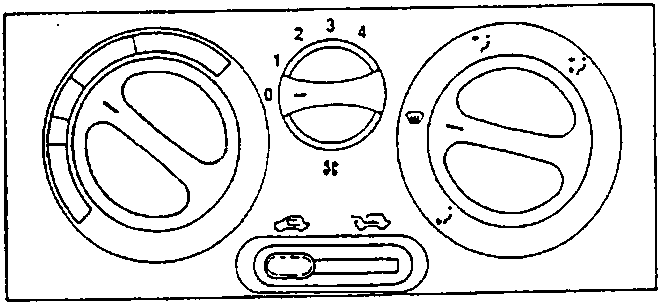 Heater control panel with fan knob, temperature knob and air recirculation lever
