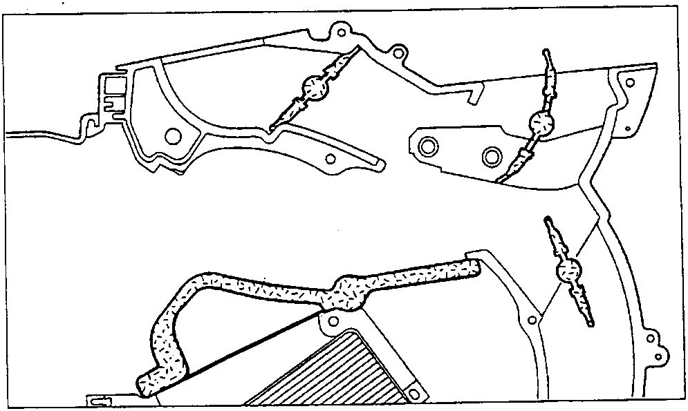 Section of the heater unit showing the distribution flap positions with the knob fully counter-clockwise