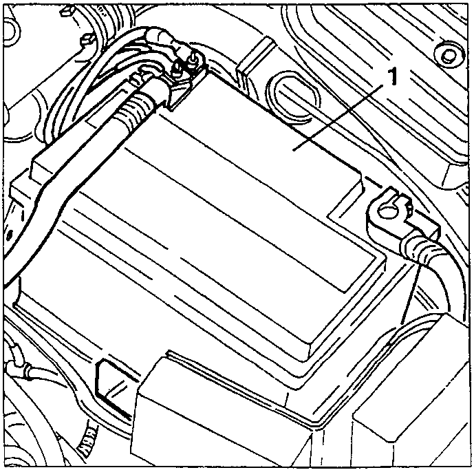 Battery in the engine compartment, item 1