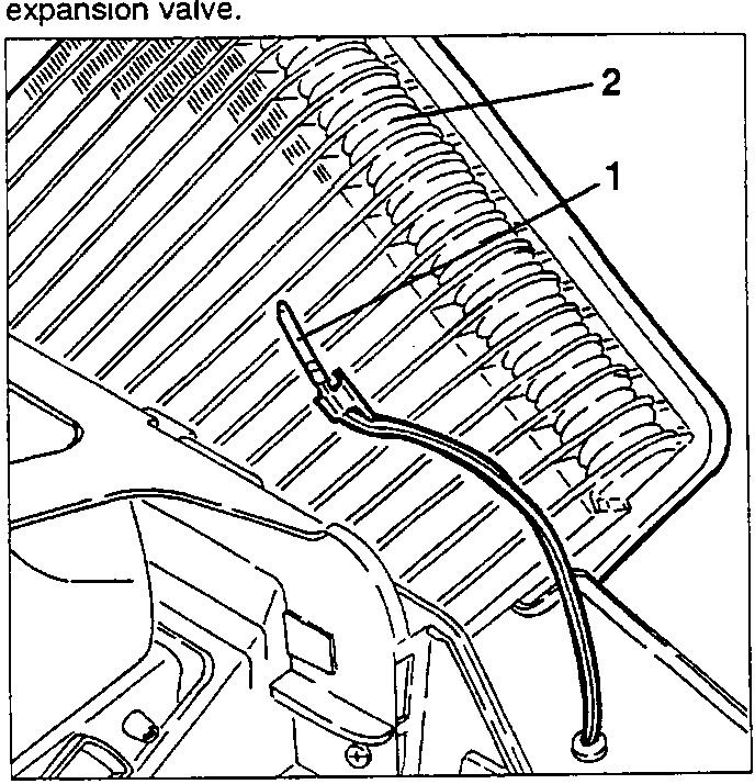 Evaporator, antifrost sensor (1) and expansion valve (2)