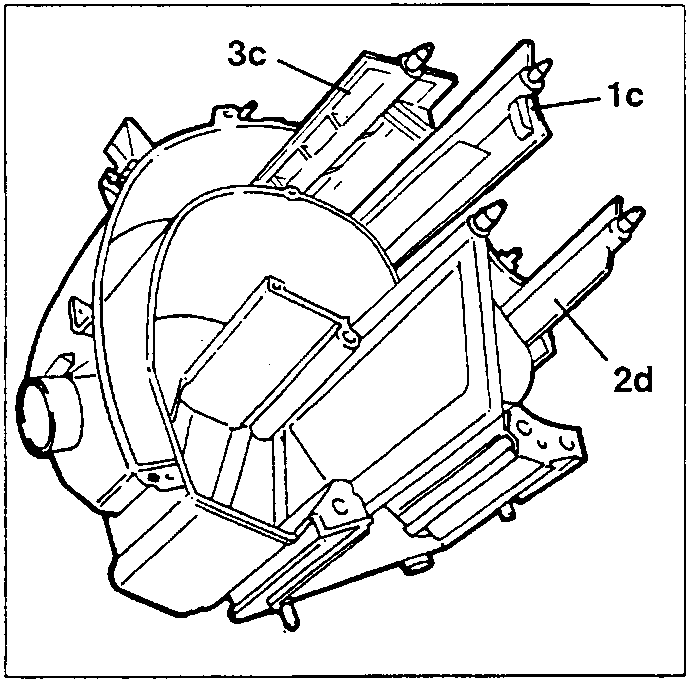 Left half box showing distribution port spindles 1c, 2d and 3c