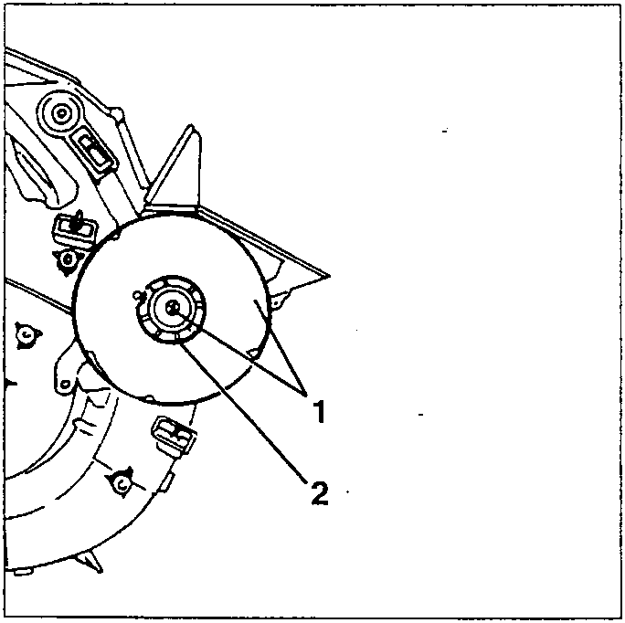 Distributor disk (1) and shaped plastic washer (2) on the left half box