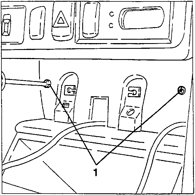 Two screws fastening the climate control system controls module
