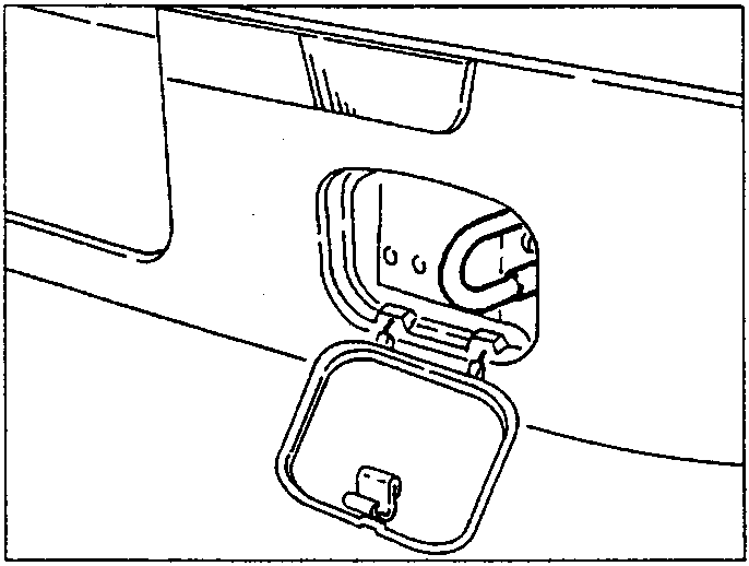 Front towing ring with its lid open