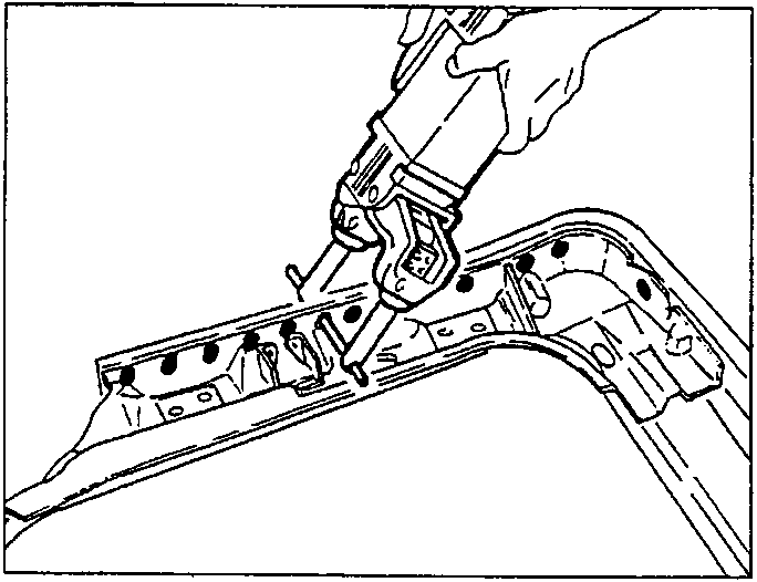 Spot welding with a spot welding tool on a body panel