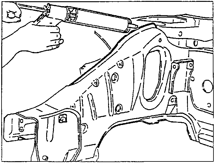 Applying sealant to a body panel joint with a sealant gun