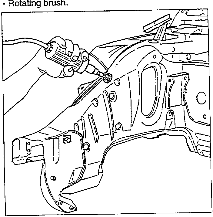 Removing paint from the spot welds with a rotating brush