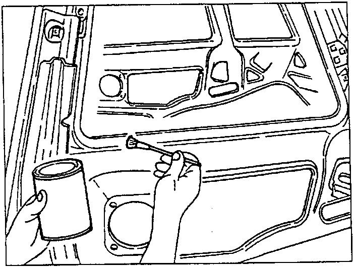 Applying electroweldable protection with a brush to the edges of a panel