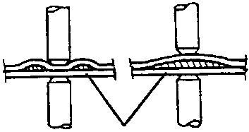 Diagram showing incorrect mating with a gap between surfaces to be welded.