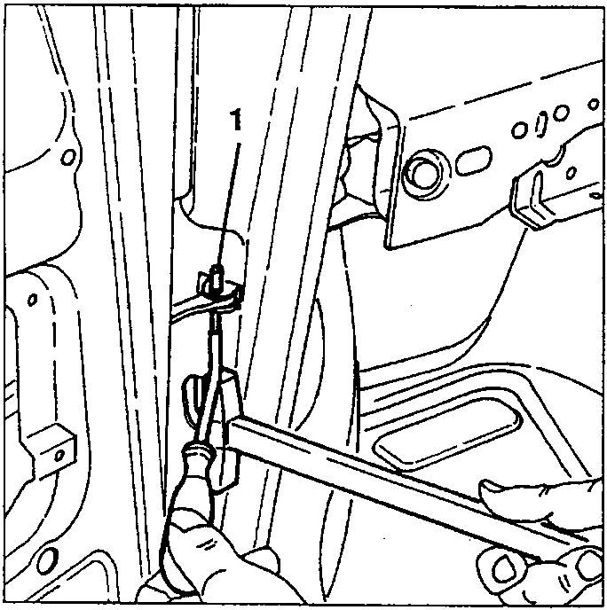 Door hinge area with screw being loosened