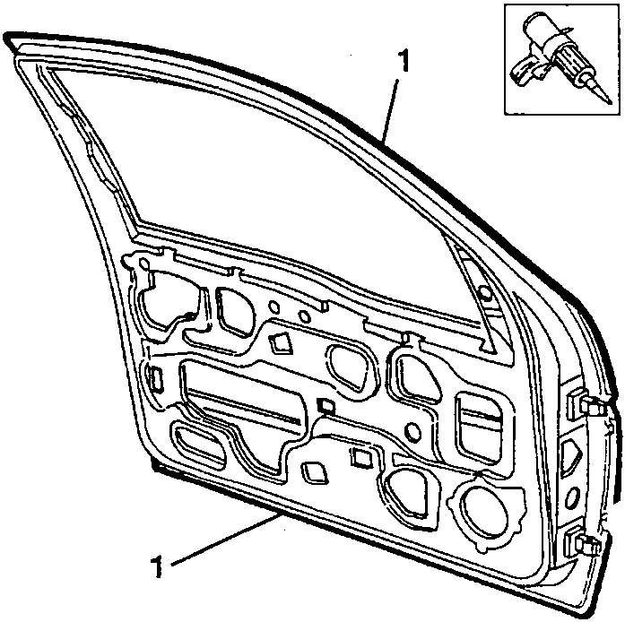Door panel with sealant application tool shown