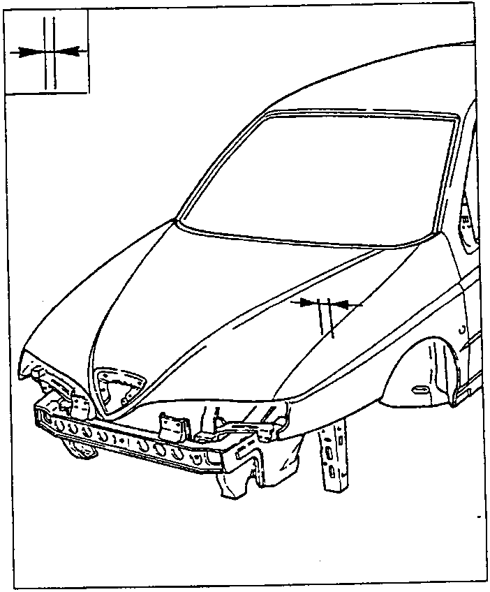 Front of the car showing the bonnet gap to be checked