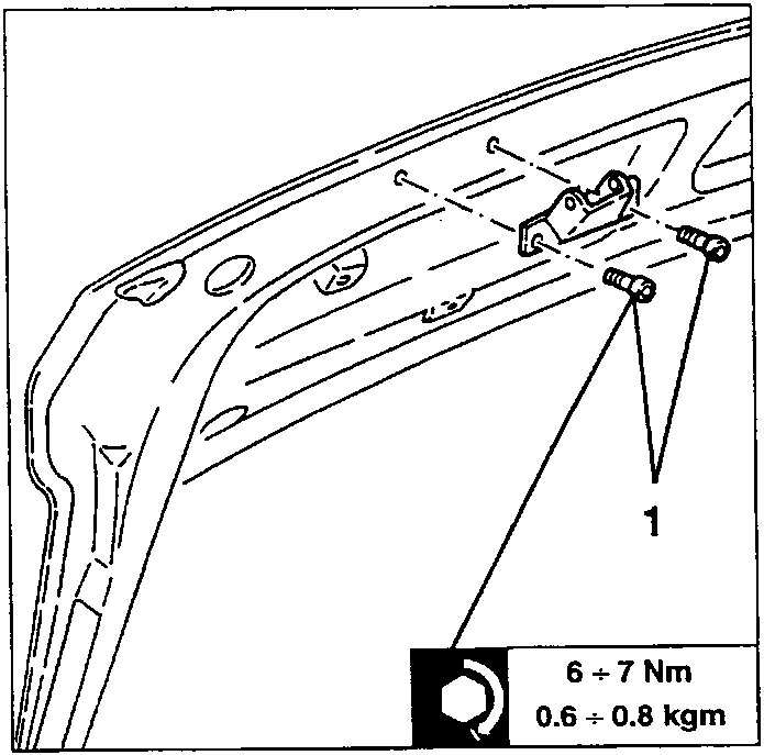 Screws (1) securing the half-hinge to the boot