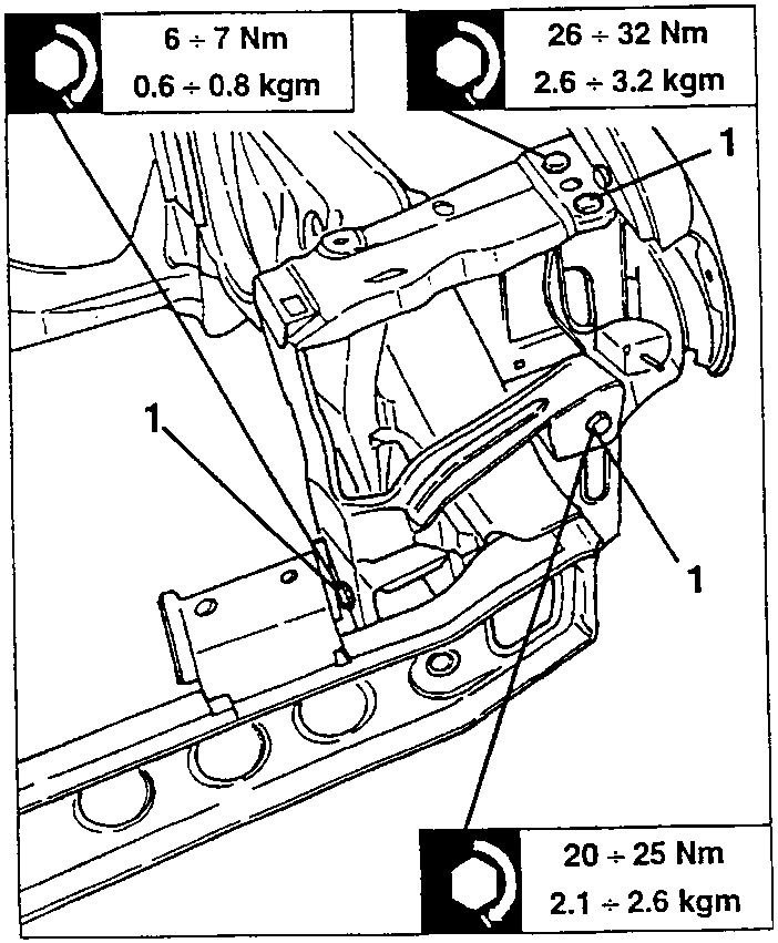 Screws (1) securing the headlight frame