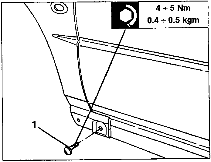 Screw (1) securing the wing to the door sill