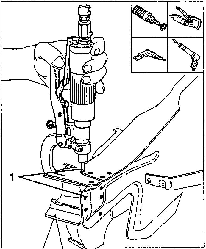 Removing the welding points (1) with a chamfering machine