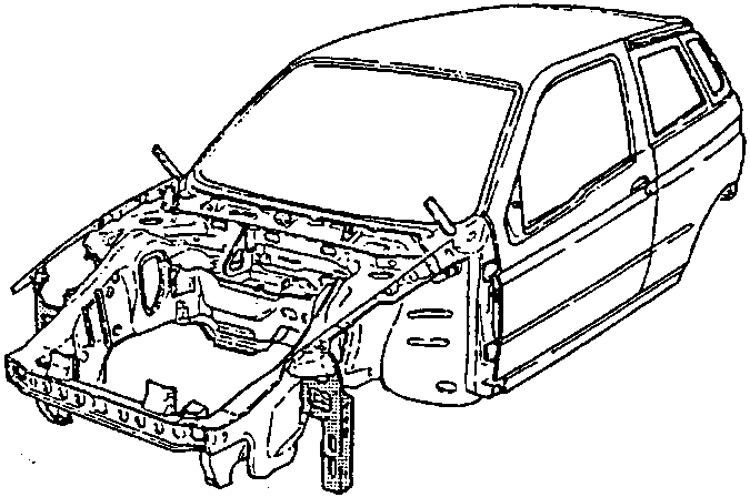 Car body with the side panel area indicated