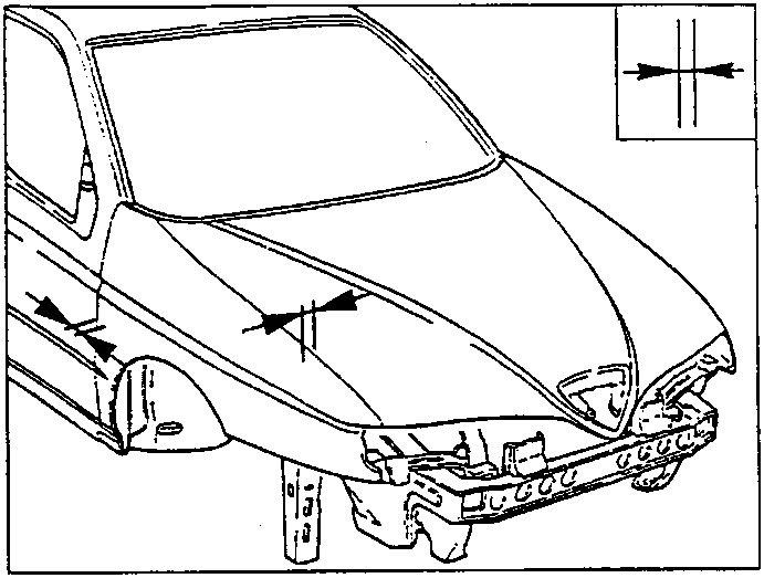 Front of the car showing the gaps to be checked
