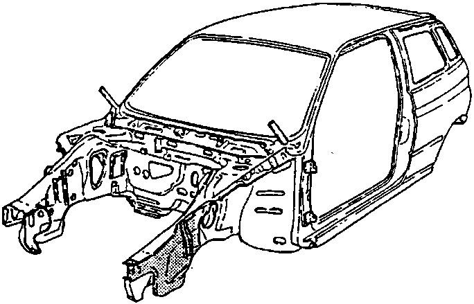 Car body with the front side panel area indicated