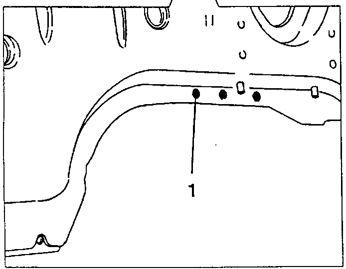 Welding points (1) on the lower part of the side panel