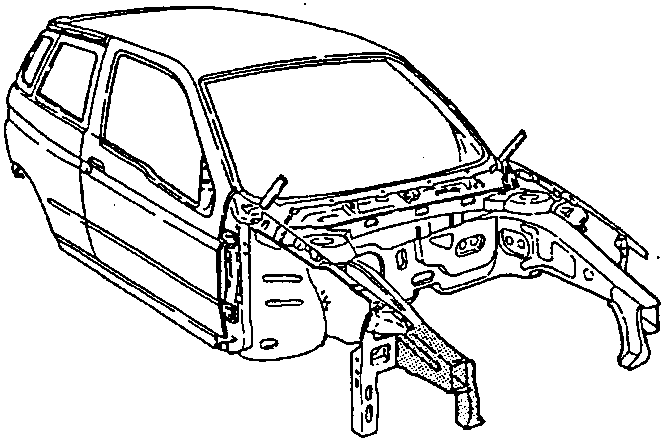 Car body with the front side panel area highlighted