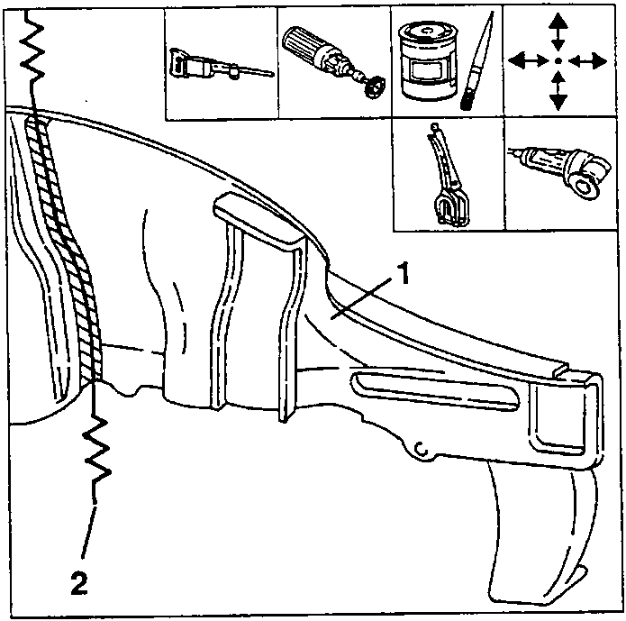 New outer side panel positioned with overlap, positions 1 and 2