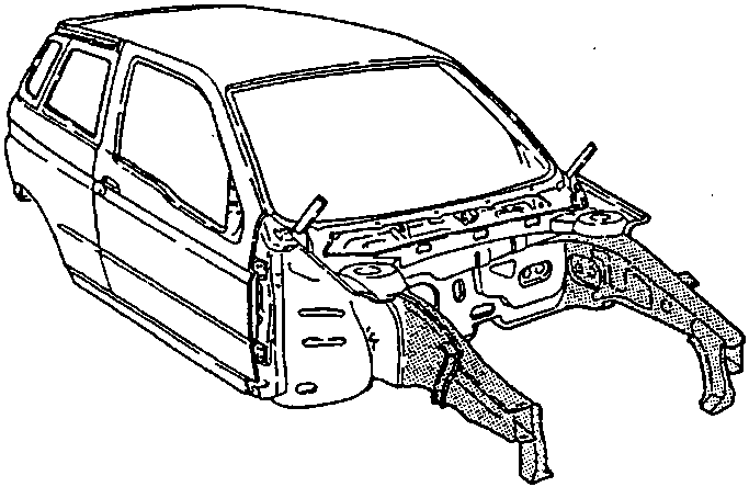 Car body with the front side panel area highlighted