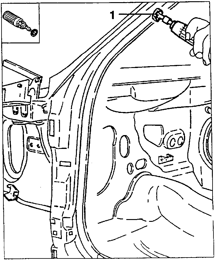 Cleaning the areas to be spot-cut with a rotating brush, position 1