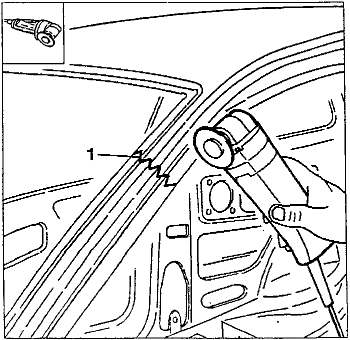 Cutting the front pillar with a circular saw along the line, position 1