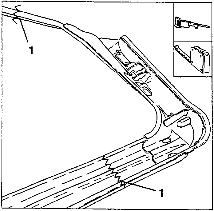 Cutting the new front pillar to size, cut line 1