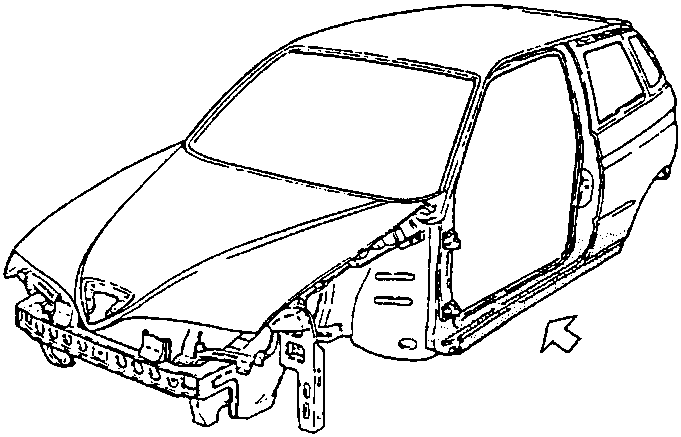 Car body with the door sill rail area highlighted