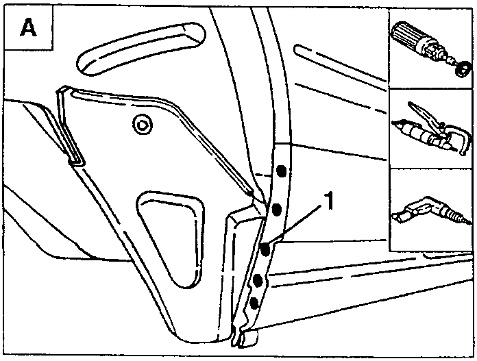 View A: welding points at position 1