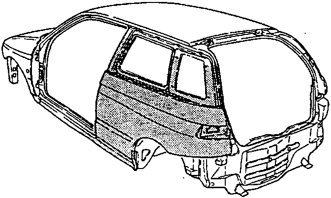 Car body with the rear wing area highlighted
