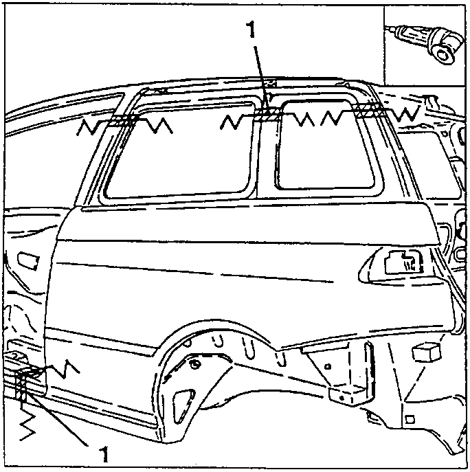 Rear view of vehicle showing trimming of sheet metal parts