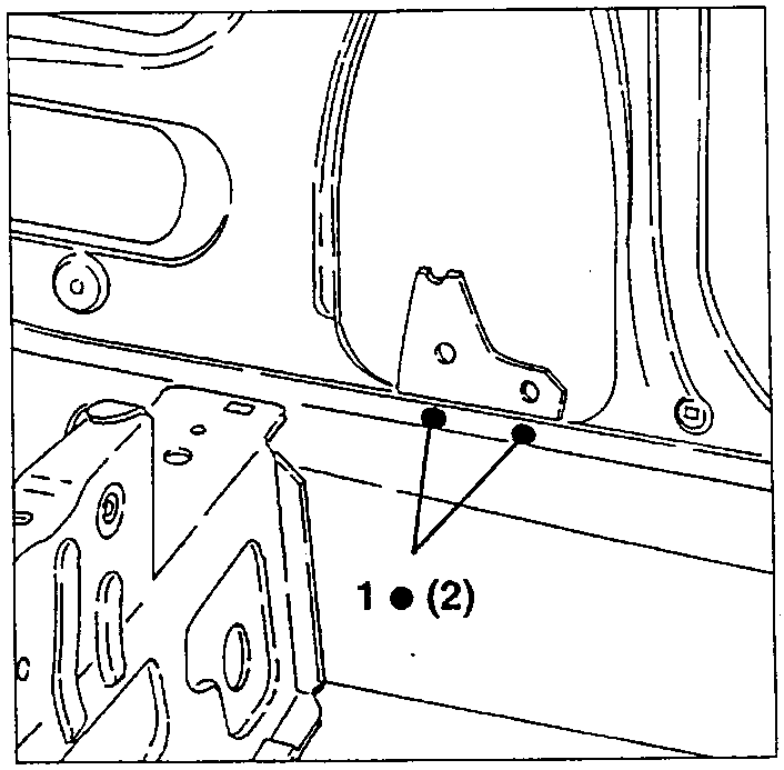 Weld points 1 (2) on the inner panel