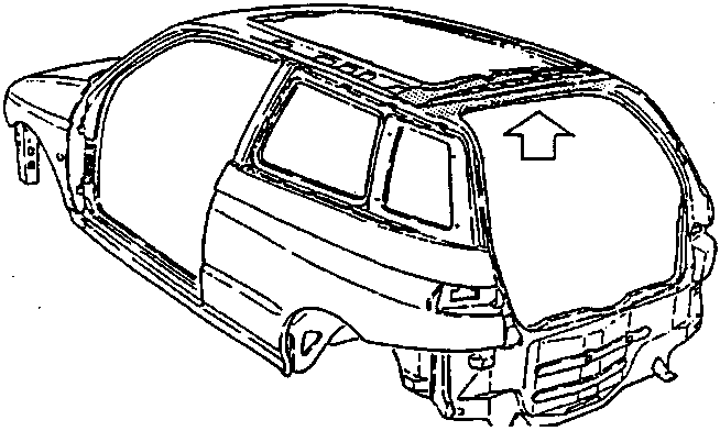 Body shell with the rear hoop area indicated by an arrow