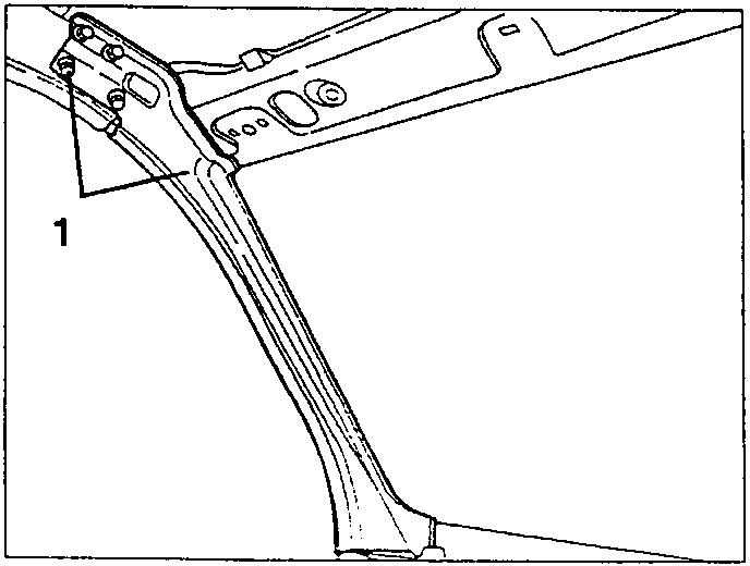 Screws 1 securing the inner side panel frame to the front windscreen frame