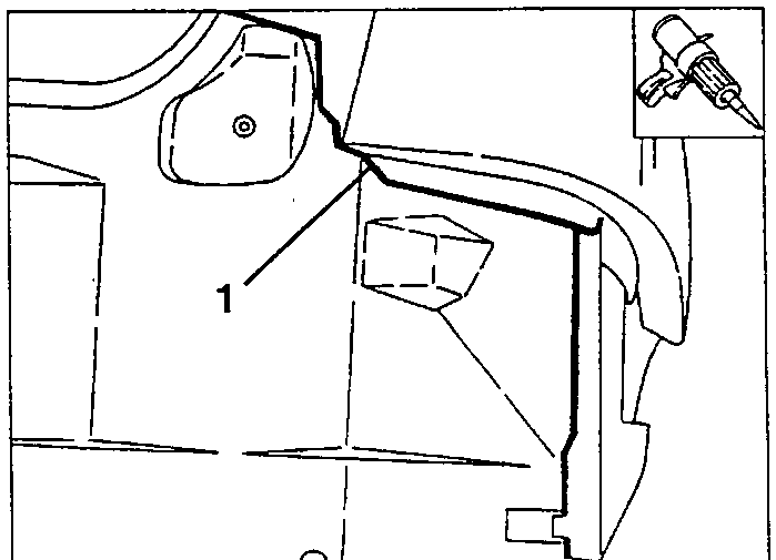 Sealant line 1 on the rear wheel arch area