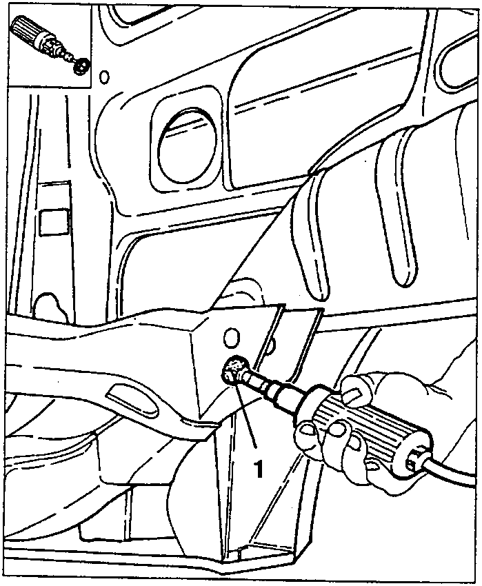 Removing bolt with electric screwdriver from vehicle frame