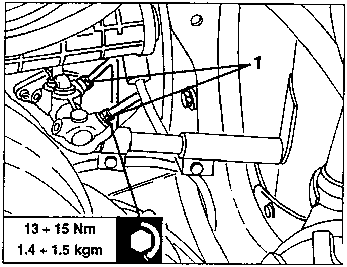 Fittings 1 of the stiff delivery pipes on the brake pump
