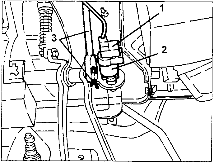Diagram showing brake light switch disconnection with labeled parts 1, 2, and 3.