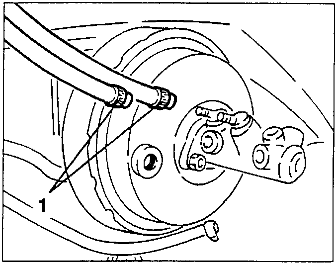 Brake pump with two supply hoses disconnected