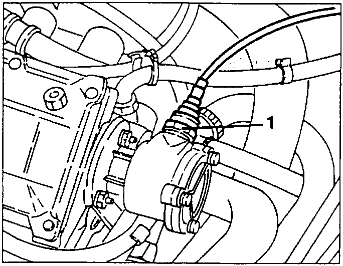 Servobrake air pump with vacuum takeoff pipe disconnected