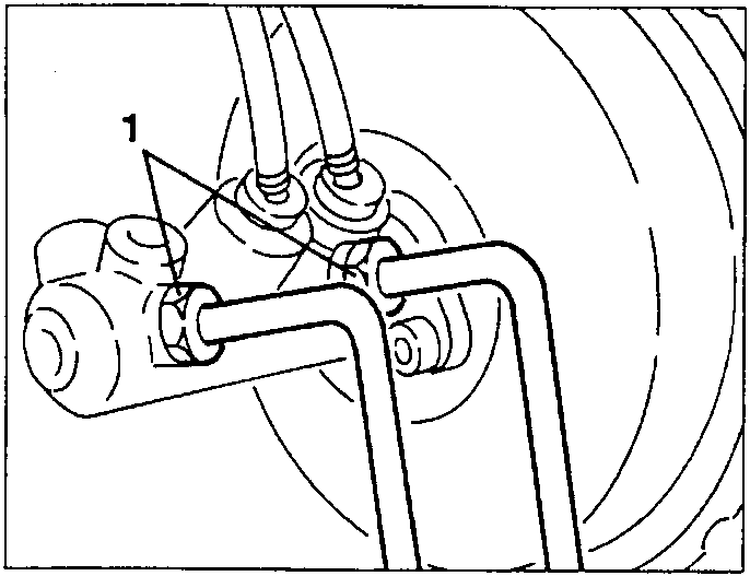 Brake pump with stiff delivery pipe unions disconnected