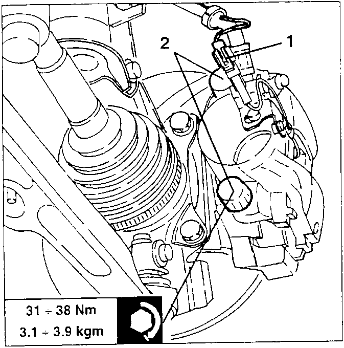 Brake caliper with sensor and torque specification