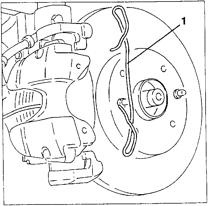 Brake caliper and disc with spring attached